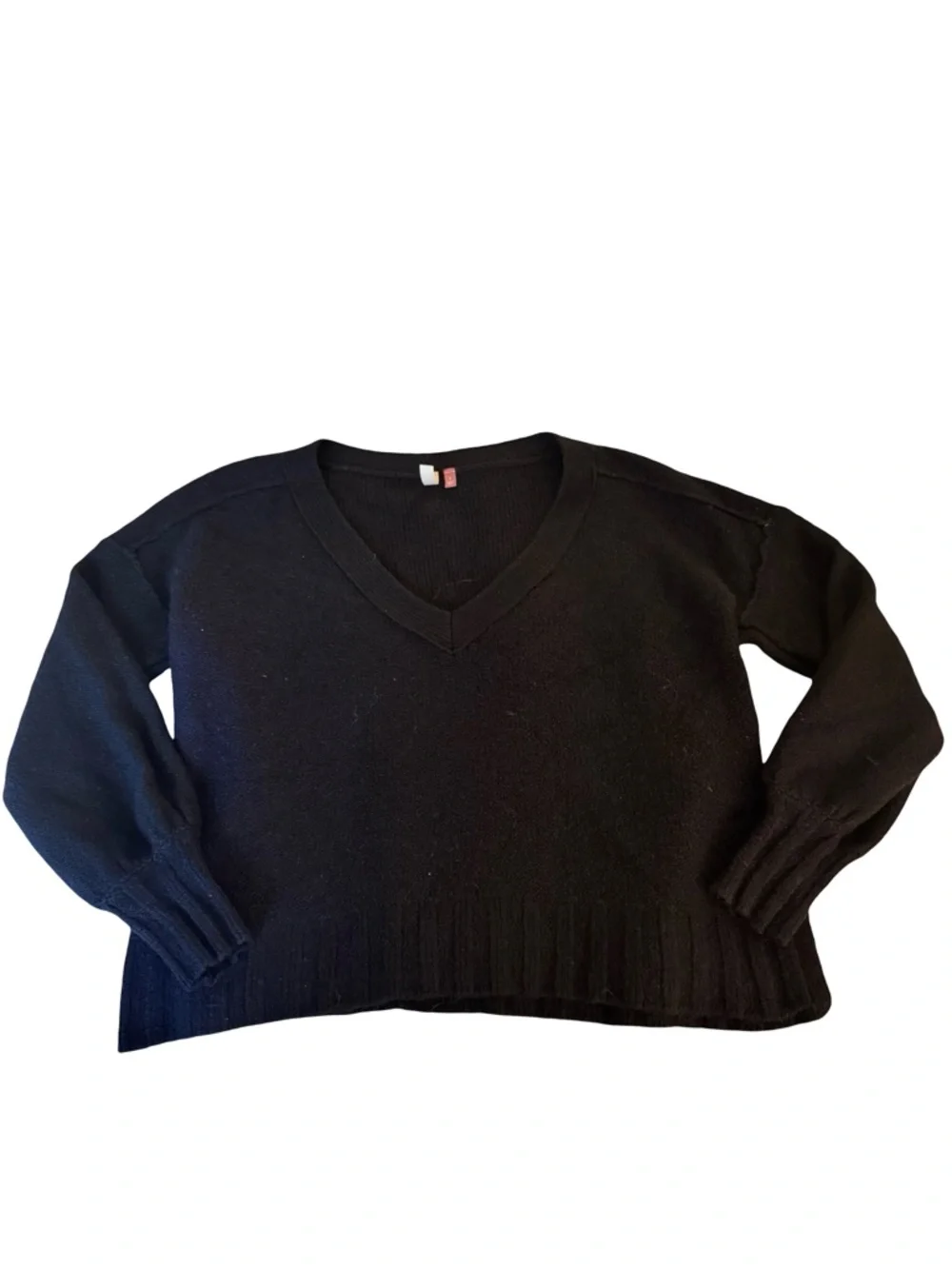 Anthropologie Pilcro Black Deep V Neck Knit Long sleeves Sweater Size S